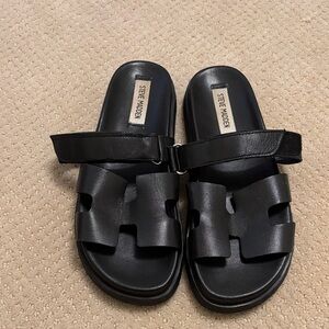 Steve Madden Black Adjustable Slide Sandals